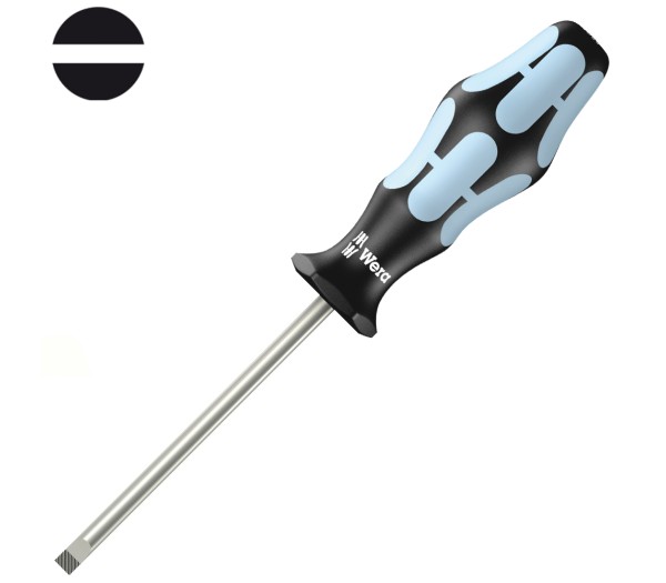 Шлицевая отвертка WERA 3335, нержавеющая сталь, 0.6 x 3.5 x 100 мм, 032002