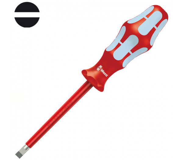 Шлицевая отвертка WERA 3160 i VDE, нержавеющая сталь, 0.6 x 3.5 x 100 мм, 022730