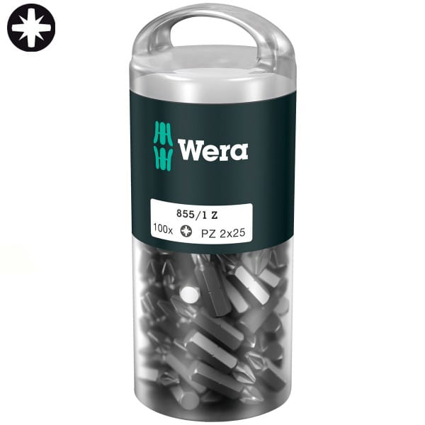 Биты WERA 855/1 Z DIY 100 PZ 2 x 100 шт. 072444
