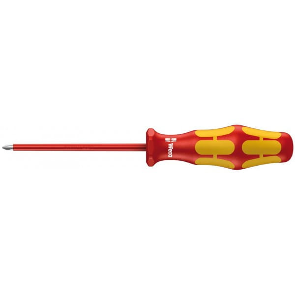 Отвертка диэлектрическая крестовая Phillips WERA Kraftform Plus 162 i VDE, PH 1 / 150 мм, 006153