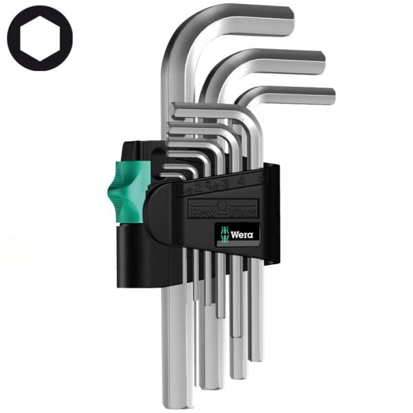Набор Г-образных ключей, метрических, хромированных WERA 950/9 SM N 021406