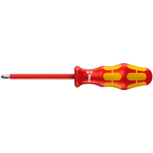 Отвертка диэлектрическая крестовая Pozidriv WERA Kraftform Plus 165 i PZ VDE, PZ 1 / 150 мм, 006163