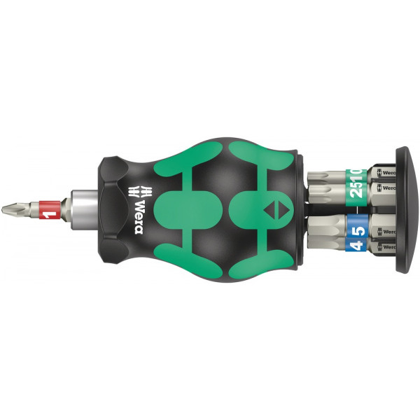 Набор велосипедиста WERA Bicycle Set 11 короткая отвёртка-битодержатель с трещоткой, с нерж. битами, 7 предметов 004179