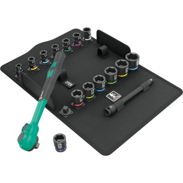 Набор торцевых головок ударных WERA 8100 SB 12 Zyklop Comfort  с трещоткой, 3/8