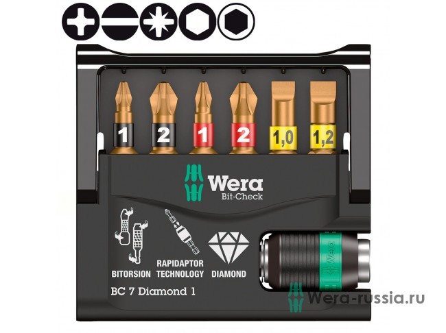 Bit-Check 7 Diamond 1 SB 073419 упаковка блистер WE-073419 в фирменном магазине Wera